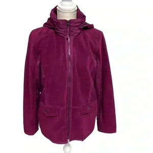 WOMEN’S STYLE & CO FUCHSIA FLEECE HOODED JACKET• SIZE M•SIDE SEAM POCKETS•
